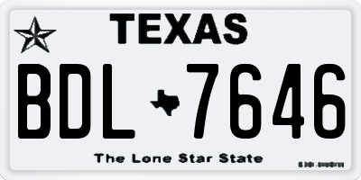 TX license plate BDL7646