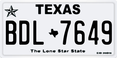 TX license plate BDL7649