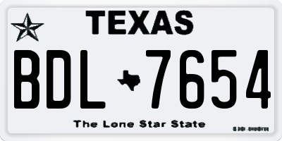 TX license plate BDL7654