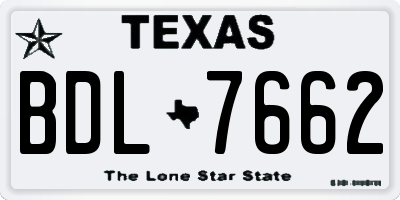 TX license plate BDL7662