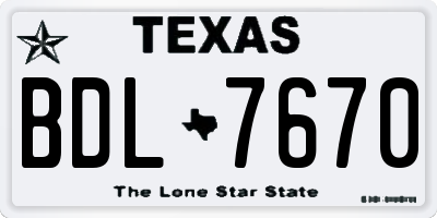 TX license plate BDL7670
