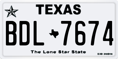 TX license plate BDL7674