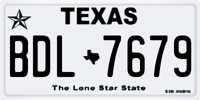 TX license plate BDL7679