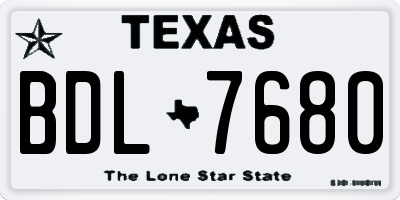 TX license plate BDL7680