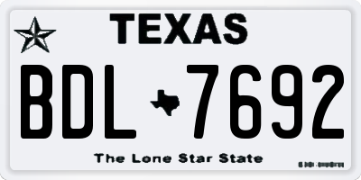 TX license plate BDL7692