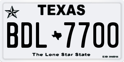 TX license plate BDL7700
