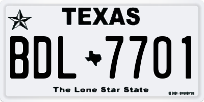 TX license plate BDL7701