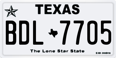 TX license plate BDL7705