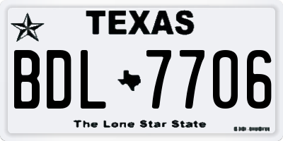 TX license plate BDL7706