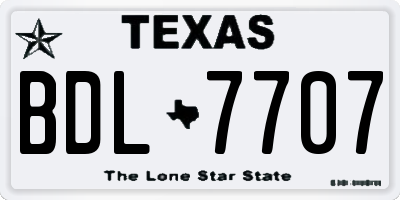 TX license plate BDL7707