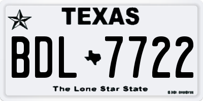 TX license plate BDL7722