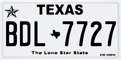 TX license plate BDL7727