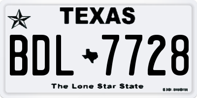 TX license plate BDL7728