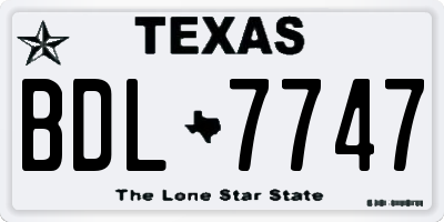 TX license plate BDL7747