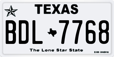 TX license plate BDL7768