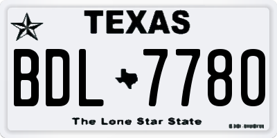 TX license plate BDL7780