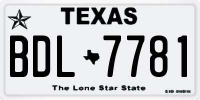 TX license plate BDL7781