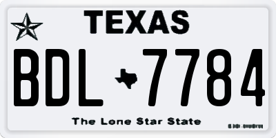 TX license plate BDL7784