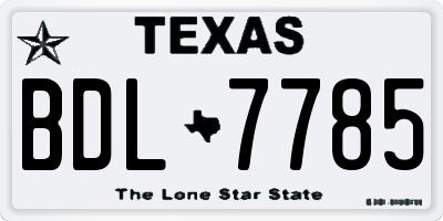 TX license plate BDL7785