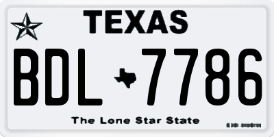 TX license plate BDL7786
