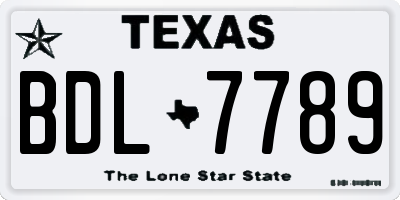 TX license plate BDL7789