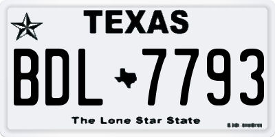 TX license plate BDL7793