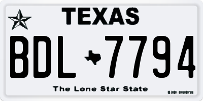 TX license plate BDL7794