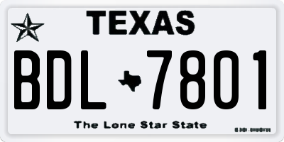 TX license plate BDL7801
