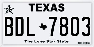 TX license plate BDL7803