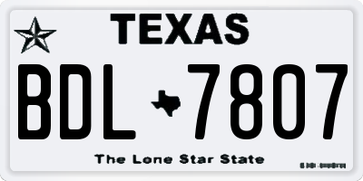 TX license plate BDL7807