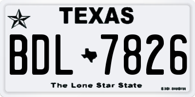 TX license plate BDL7826