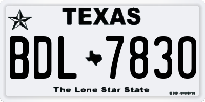 TX license plate BDL7830