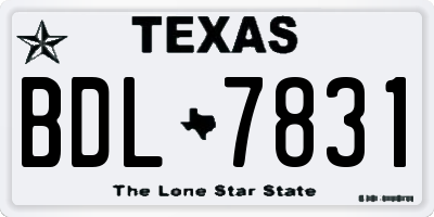 TX license plate BDL7831
