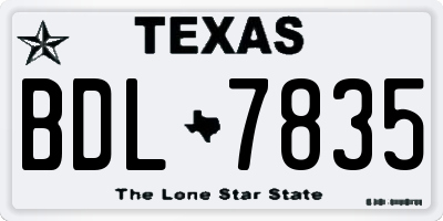 TX license plate BDL7835