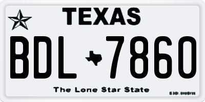 TX license plate BDL7860