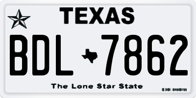 TX license plate BDL7862