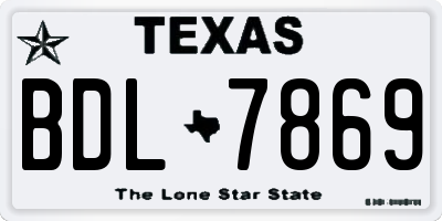 TX license plate BDL7869
