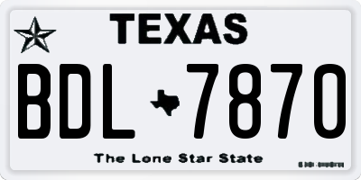 TX license plate BDL7870