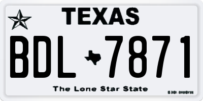 TX license plate BDL7871