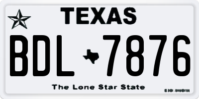 TX license plate BDL7876