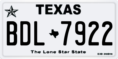 TX license plate BDL7922