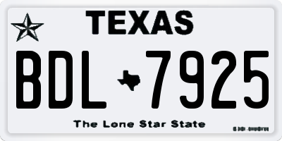 TX license plate BDL7925