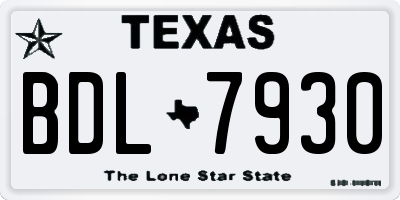 TX license plate BDL7930