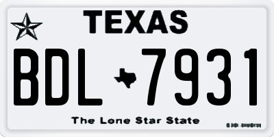 TX license plate BDL7931
