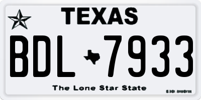 TX license plate BDL7933
