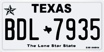 TX license plate BDL7935