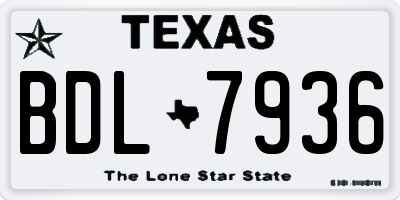 TX license plate BDL7936