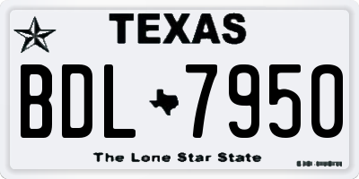 TX license plate BDL7950