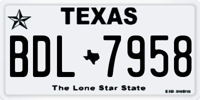 TX license plate BDL7958