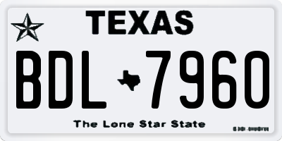 TX license plate BDL7960